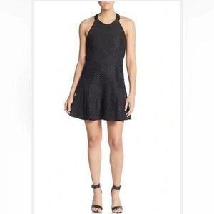 Parker Women’s Black Leona Halter Eyelet Mini Skater Dress Open Back XSmall